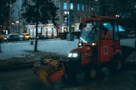 Orange Tractor at Night