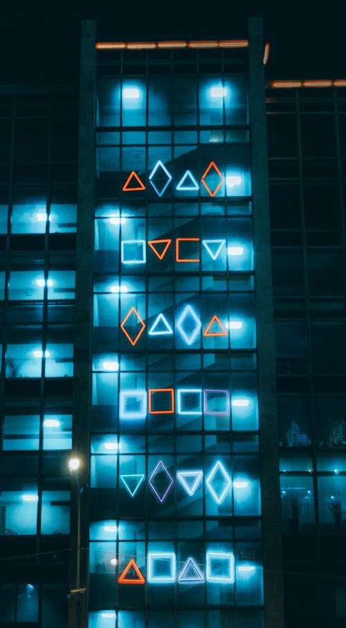 Neon Lights on a Building 