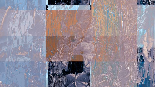 A colorful and textured abstract acrylic painting with dynamic patterns and vibrant hues.