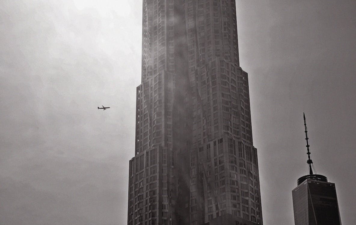 Free stock photo of airplane, eight spruce street, frank gehry