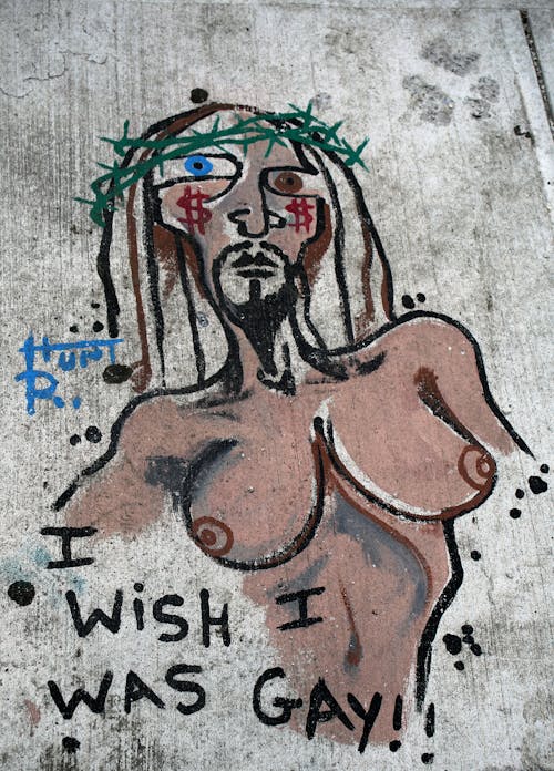 거리 예술, 게이 예수, 맨하탄 낙서의 무료 스톡 사진