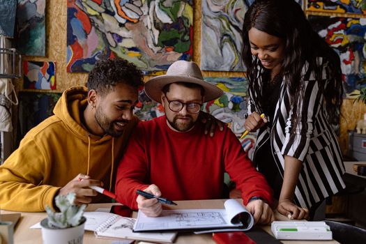 Creative team discussing ideas in an art studio, photo by Antoni Shkraba on Pexels