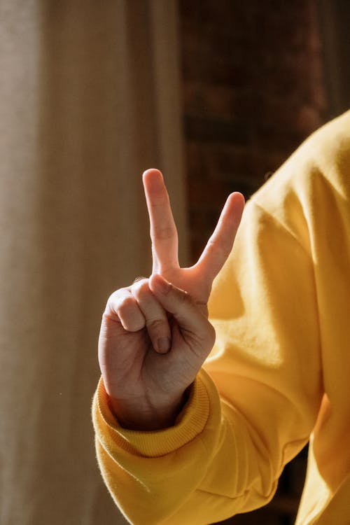 Peace Sign in Close Up Photography