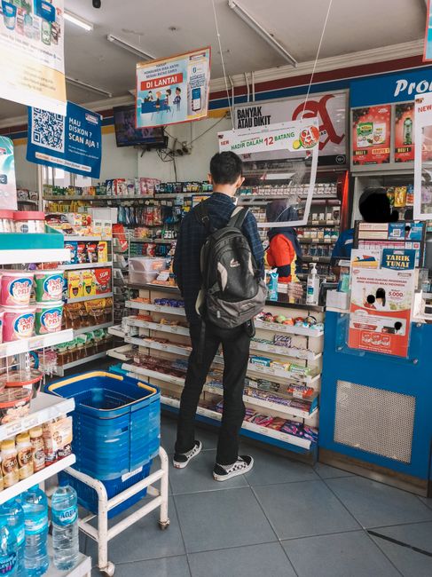 Interior of an Alfamart store with products on shelves