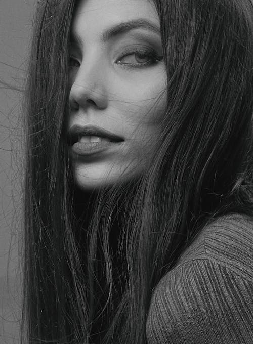 Grayscale Photo of an Attractive Woman