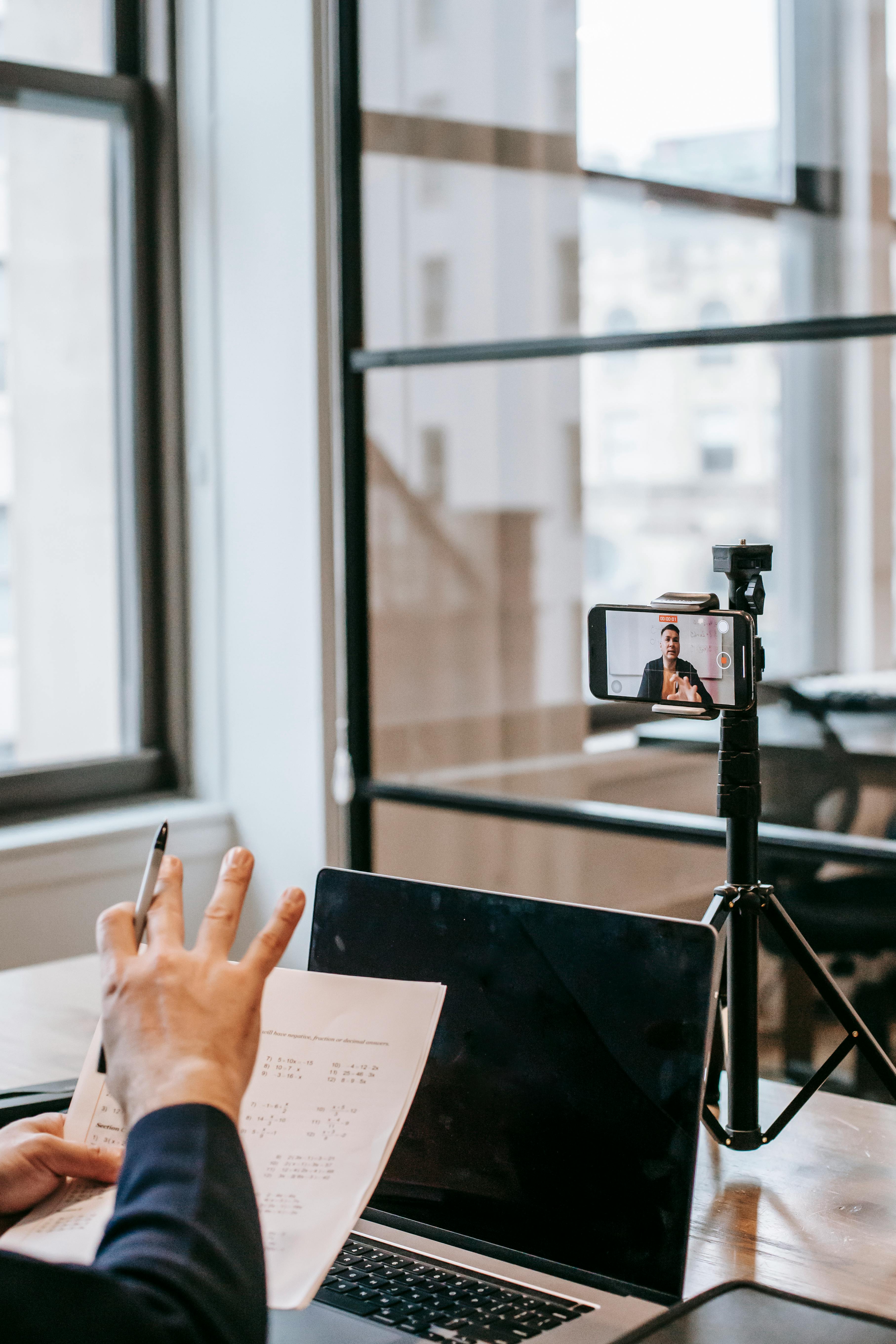 photo of person teaching on camera