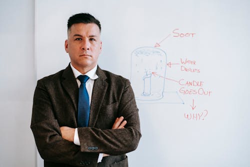 Free Photo Of Man Wearing Corporate Attire In Front Of White Board Stock Photo