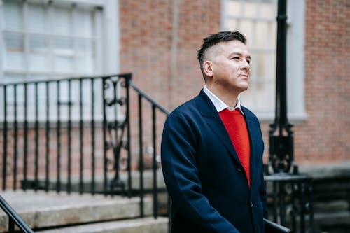 Photo Of Man Wearing Blue Blazer