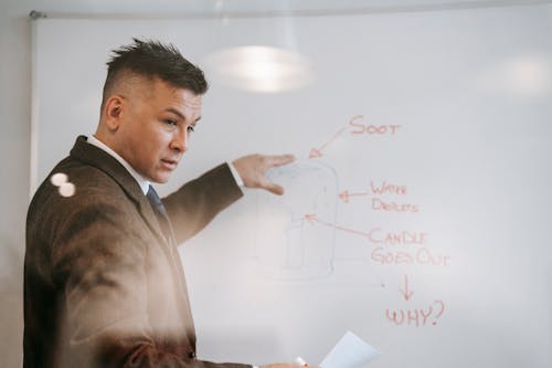Photo Of Man Discussing On White Board
