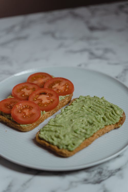 Free Avocado Toasts on a Plate  Stock Photo