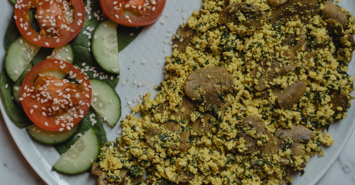 Golden Vegan Tofu Scramble with Spinach
