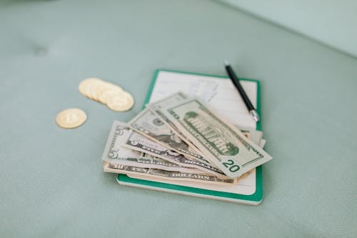 Free Money Used for Bills Payment Stock Photo