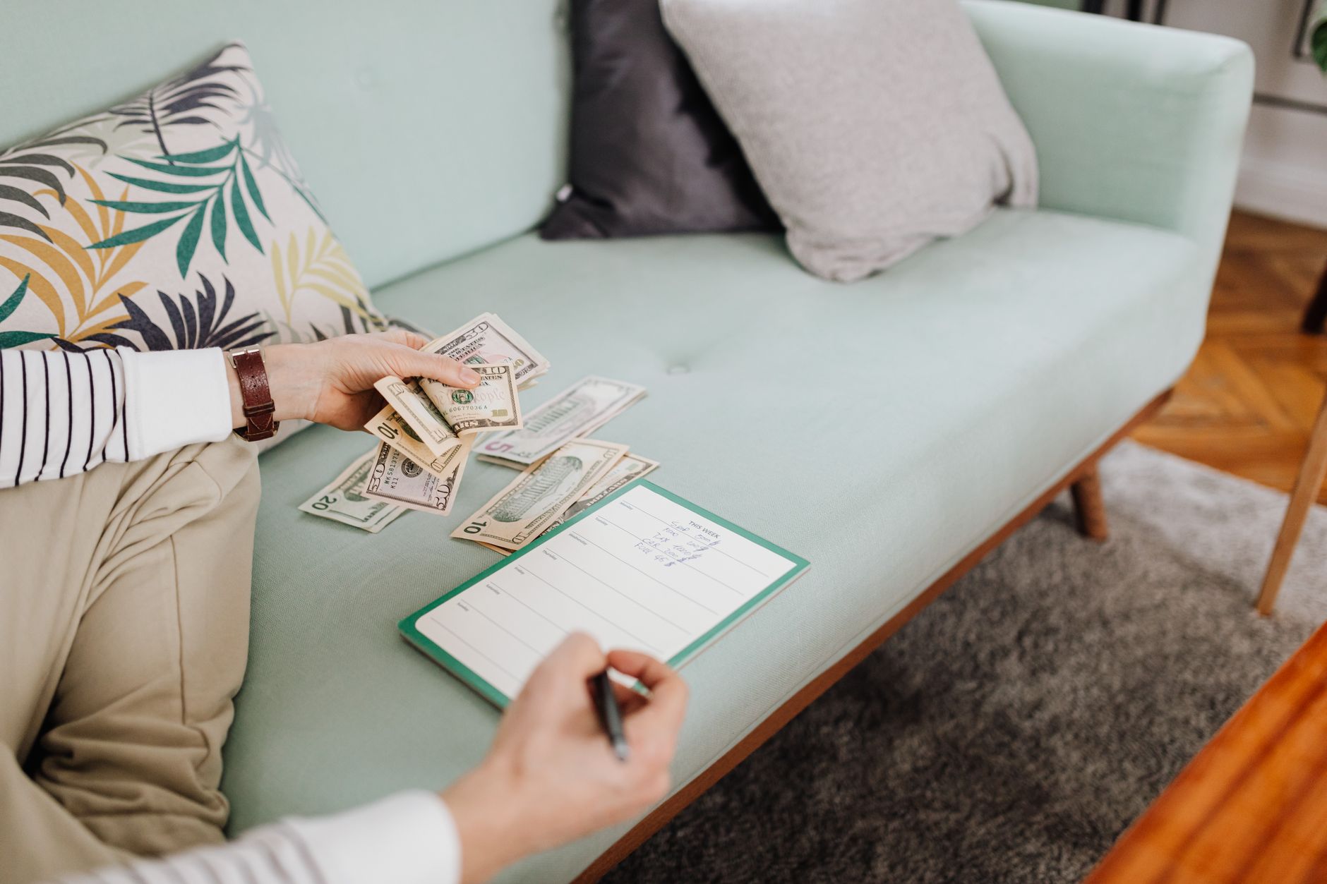 a personal finance notebook showing thirty-day betting limits and transaction records