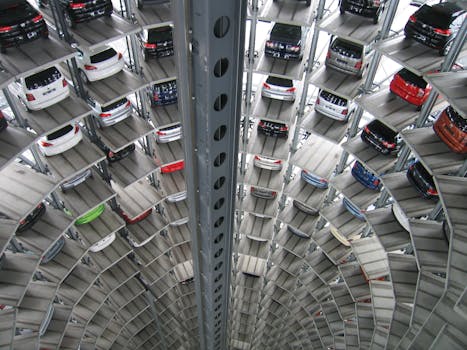 Vehicles Parked Inside Elevated Parking Lot