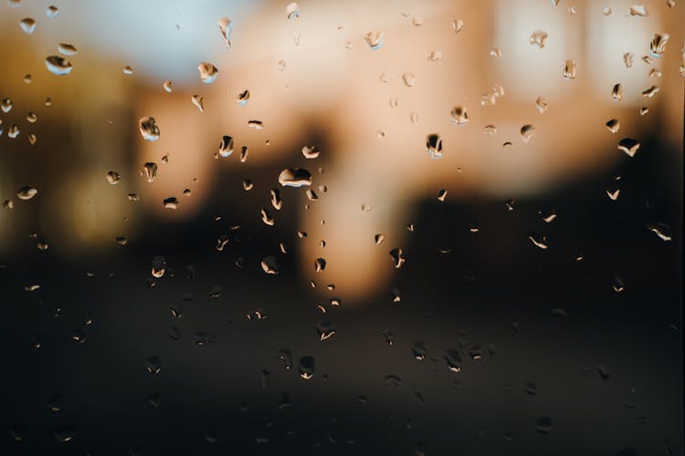 Background Of Droplets On Window During Rain