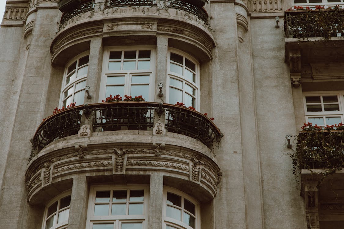 Flower Bearing Plants on the Building Balconies