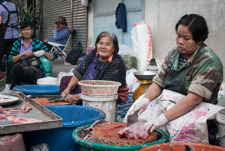 Market Vendors Selling Fish