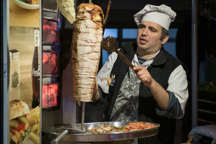 Man Coking Shawarma 