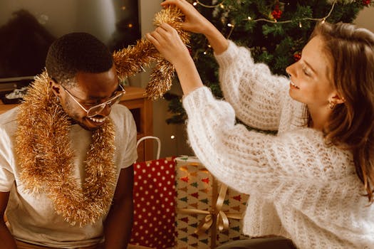 Twinkling lights on a Christmas tree