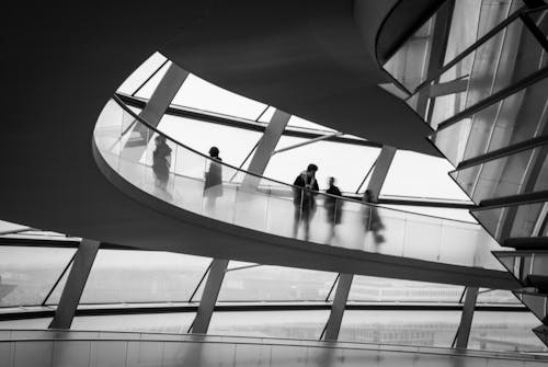 People Going Up on the Escalator in the Reichstag Dome, Berlin, Germany 