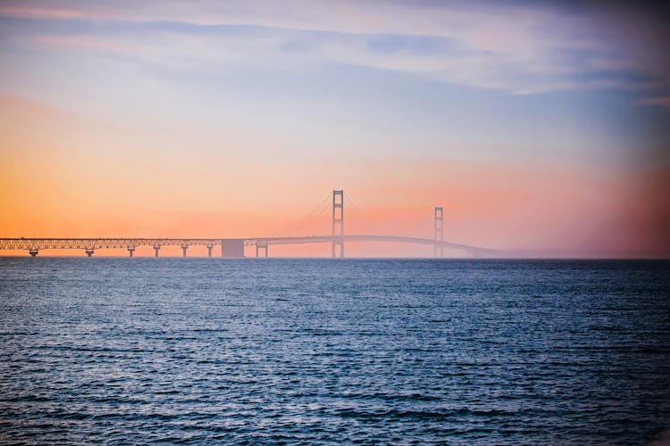 The Straits Of Mackinac Under The Mackinac Bridge