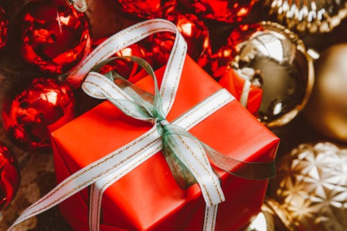 Free A Christmas Presents Besides Christmas Baubles Stock Photo