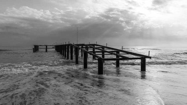 Broken Pier At Sea