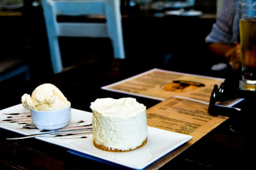 Free Cheesecake on Plate Stock Photo