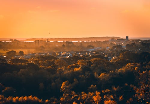 Kostenloses Stock Foto zu dämmerung, drohne erschossen, holz