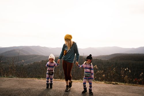 Free Mother and daughters enjoy a scenic mountain walk in Asheville, NC. Stock Photo