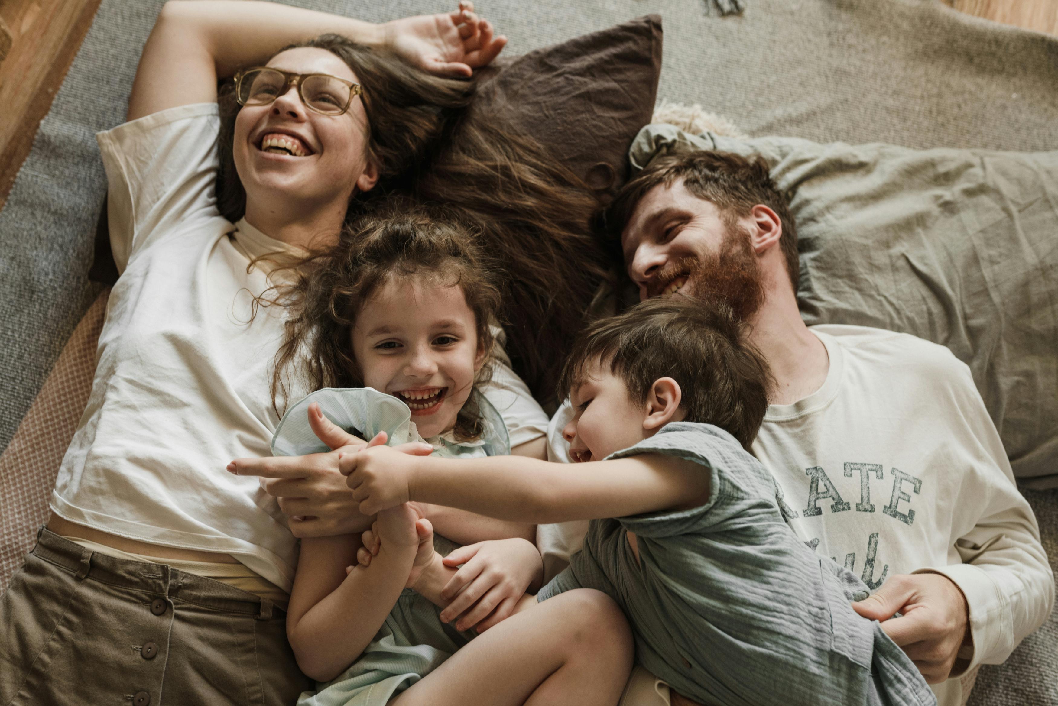 Loving family with child