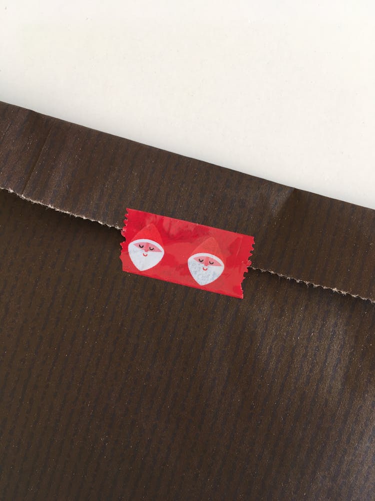 Brown Paper Sealed With Santa Design Sticker 