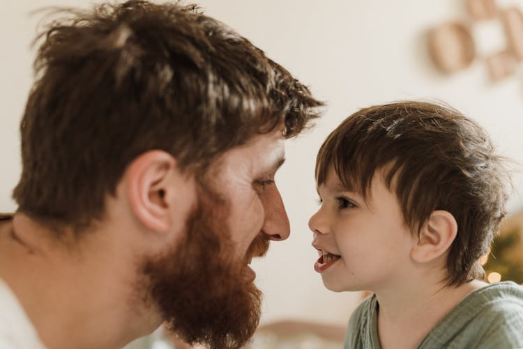 Father And Son Staring At Each Other