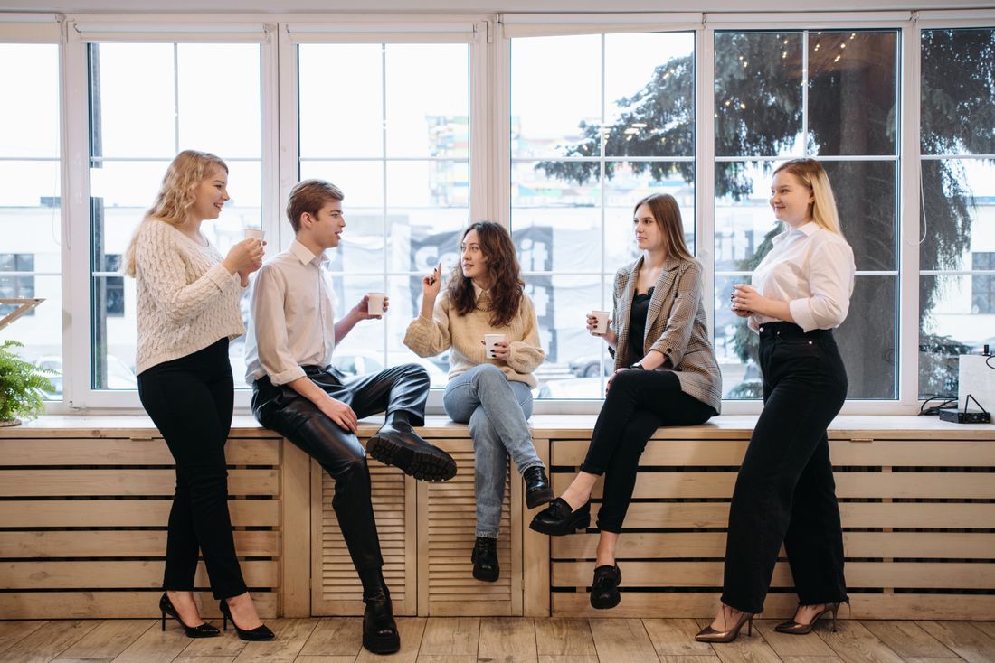 Coworkers enjoying a coffee break