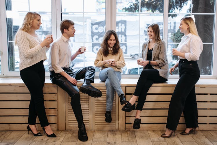 Group Of People Having Coffee