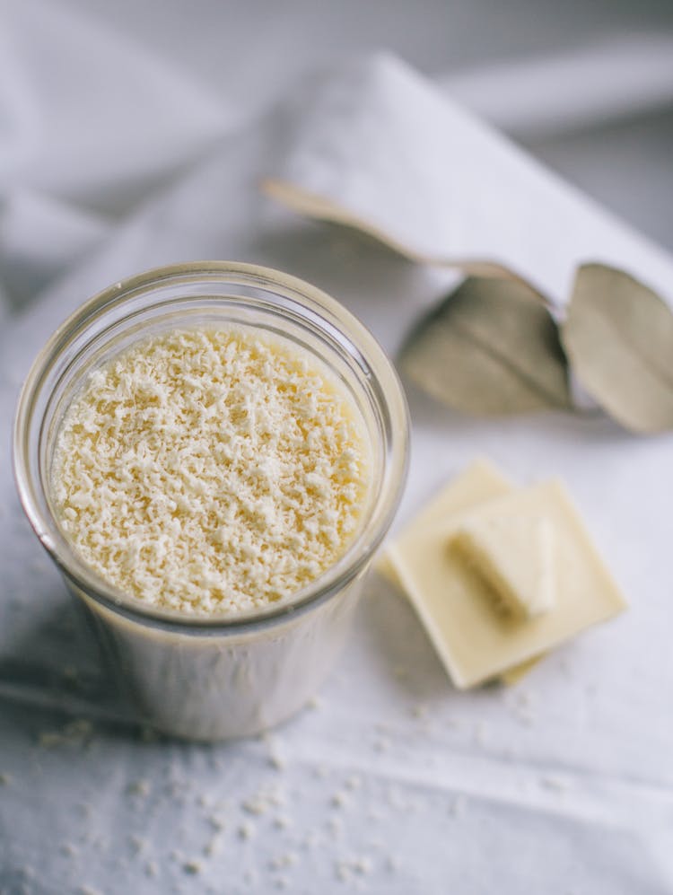 Powdered Milk On Glass Drink 