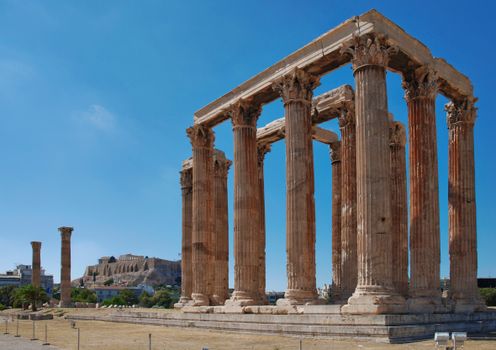 Group of Pillars Under the Blue Sky