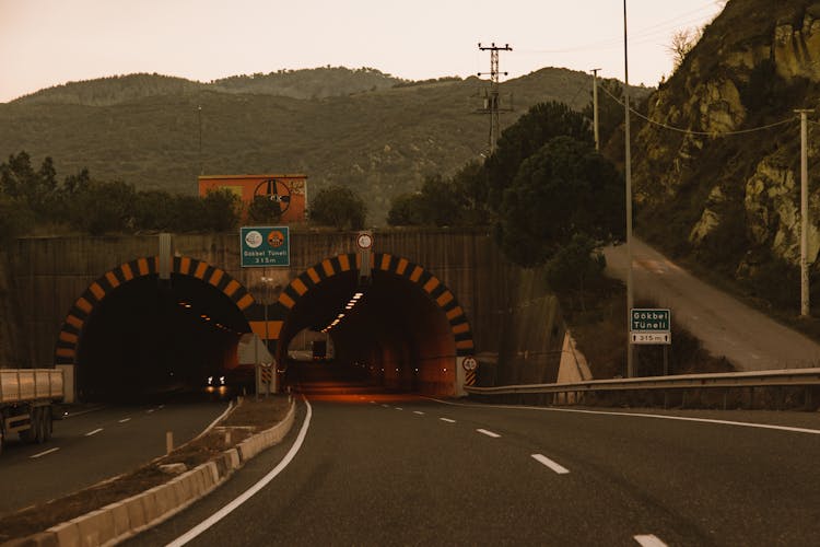 Entrance To Tunnel In Mountains