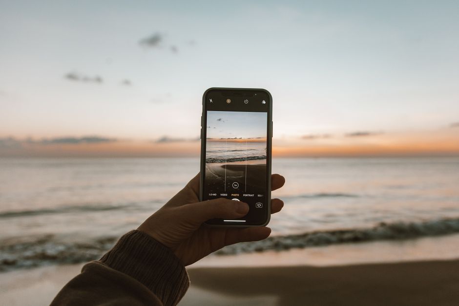 smartphone beach sunset