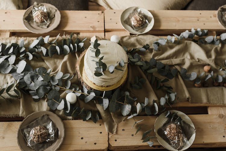 Cake On Top Of Wooden Crates