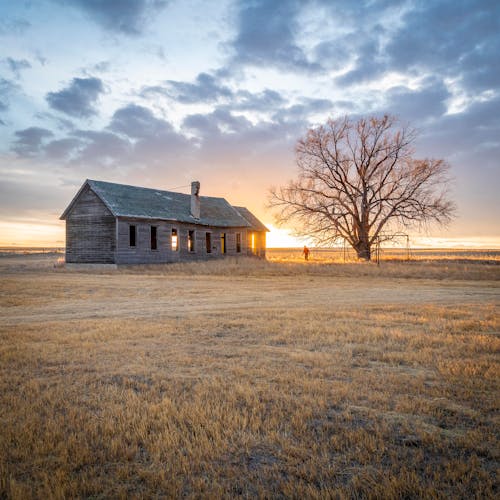 Sunrise over House in Countryside