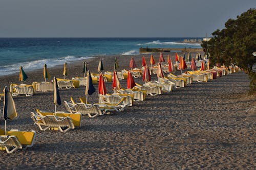 White Wooden Beach Patio Set at Daytime