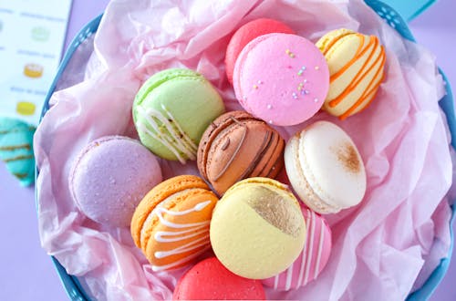 Close-Up Shot of Delicious French Macarons