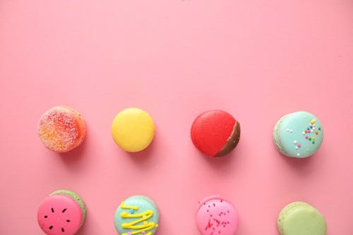 Close-Up Shot of Delicious French Macarons on Pink Surface