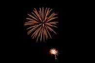 漆黑的夜空被明亮的烟花照亮，令人着迷