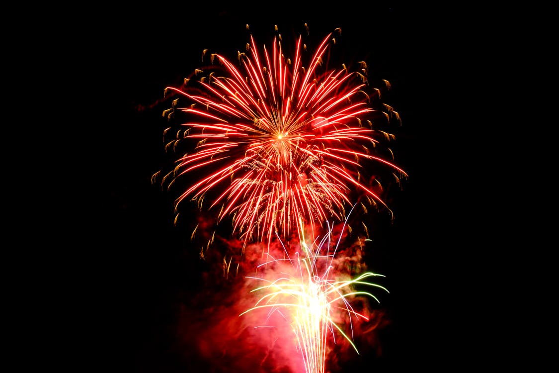 Red Fireworks Digital Wallpaper