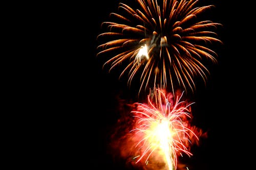 Free Red and Brown Fireworks Display Photo Stock Photo