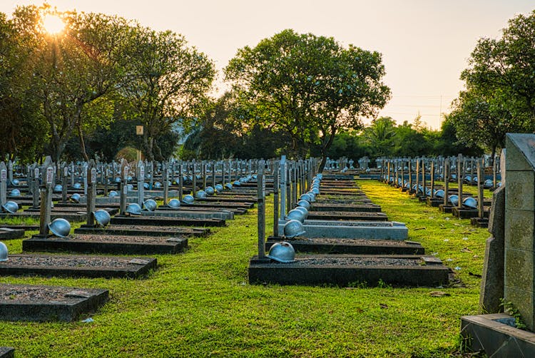 Various Military Gravestones In Cemetery