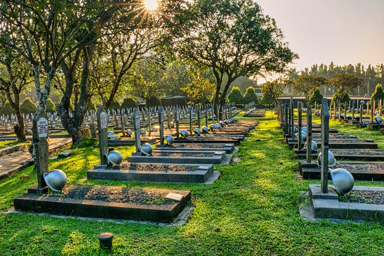 National Cemetery With Various Tombstones