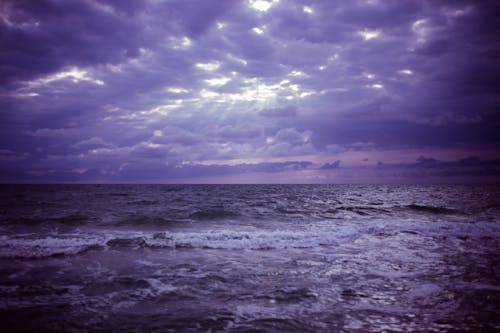 Tia Crepuscular Với Sea Horizon